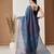Blue printed silk cotton ethnic saree with blouse piece