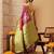 Pink printed art silk ethnic saree with blouse piece