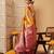 Mustard printed art silk ethnic saree with blouse piece
