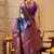 Navy blue printed art silk ethnic saree with blouse piece