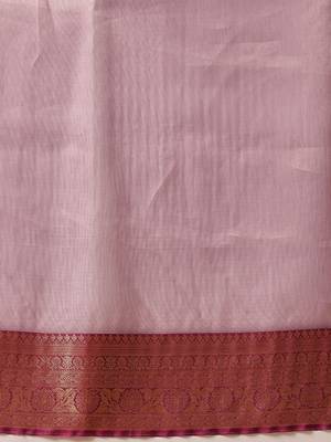 Lavender zari tissue traditional saree with blouse piece 5