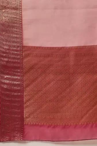 Pink woven tissue party wear saree with blouse piece