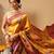 Mustard printed art silk ethnic saree with blouse piece