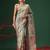 Beige printed tissue traditional saree with blouse piece