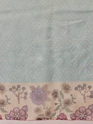 Blue printed tissue traditional saree with blouse piece 5
