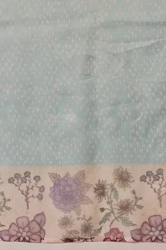 Blue printed tissue traditional saree with blouse piece