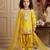yellow pure heavy natural crepe salwar suit set with heavy embroidery sequence work - designer party wear