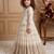 white pure vichitra gown set with embroidery sequence work - designer party wear