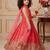 red heavy fox georgette gown set with digital print work with embroidered sequnce work - designer party wear