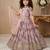 lavender heavy fox georgette gown set with digital print work with embroidered sequnce work - designer party wear