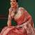Peach printed tissue traditional saree with blouse piece