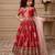 red heavy fox georgette gown set with digital print work with embroidered sequnce work - designer party wear