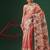 Peach printed tissue traditional saree with blouse piece