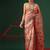 Peach printed tissue traditional saree with blouse piece