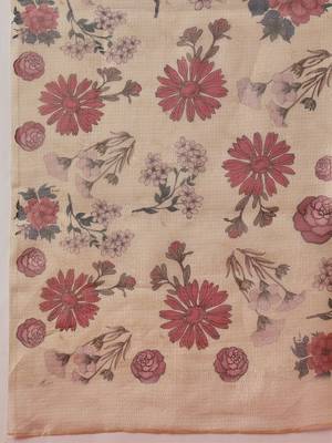 Peach printed tissue traditional saree with blouse piece 5