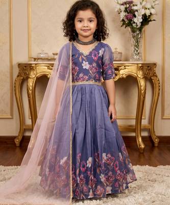 multi taby silk organza gown set with digital print work - designer party wear 1