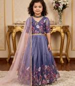 multi taby silk organza gown set with digital print work - designer party wear