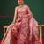 Pink printed tissue traditional saree with blouse piece
