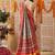 Blue printed silk cotton ethnic saree with blouse piece