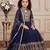 Navy blue heavy fox georgette gown set with embroidery sequence work - designer party wear