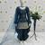 Navy blue heavy chinon silk salwar suit set with digital print work with embroidered sequence work