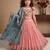 pink heavy chinon silk with soft printed work with dori - designer party wear