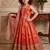 red heavy fox georgette gown set with digital print work with embroidered sequnce work - designer party wear