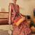 Yellow printed silk blend ethnic saree with blouse piece