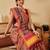 Yellow printed silk blend ethnic saree with blouse piece