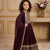 wine heavy fox georgette gown set with embroidery sequence work with fancy button with latkan dori - designer party wear