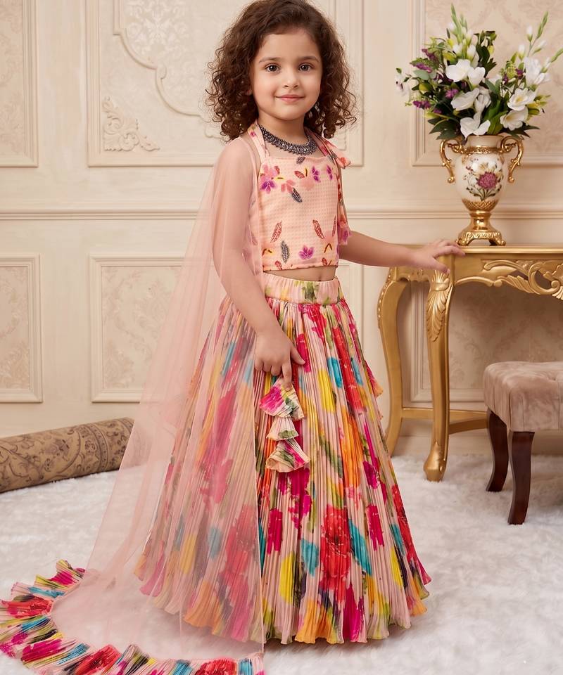 multi heavy chinon silk with soft printed work - designer party wear