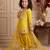 yellow pure heavy natural crepe salwar suit set with heavy embroidery sequence work - designer party wear
