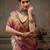Silver woven silk blend ethnic saree with blouse piece
