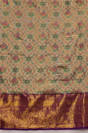 Silver woven silk blend ethnic saree with blouse piece