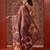 Purple printed cotton blend ethnic saree with blouse piece
