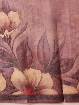 Purple printed cotton blend ethnic saree with blouse piece 5