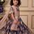 navy blue heavy fox georgette gown set with digital print work with embroidered sequnce work - designer party wear
