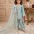 Sky blue pure roman glass sillk salwar suit set with heavy embroidery sequence with rivet moti work