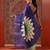 Blue printed cotton blend ethnic saree with blouse piece