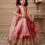 red heavy fox georgette gown set with digital print work with embroidered sequnce work - designer party wear