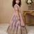 lavender heavy fox georgette gown set with digital print work with embroidered sequnce work - designer party wear