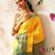 Yellow woven silk blend ethnic saree with blouse piece