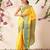 Yellow woven silk blend ethnic saree with blouse piece