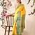 Yellow woven silk blend ethnic saree with blouse piece