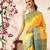 Yellow woven silk blend ethnic saree with blouse piece