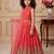red heavy fox georgette gown set with digital print work with embroidered sequnce work - designer party wear
