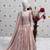 light pink pure heavy natural crep with embroidery sequence work with heavy lace  - designer party wear