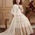 white pure vichitra gown set with embroidery sequence work - designer party wear