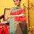 Red woven silk blend ethnic saree with blouse piece