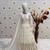 white pure vichitra gown set with embroidery sequence work - designer party wear